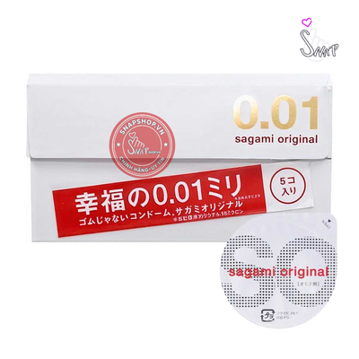 (Snapshop) Bao cao su Sagami Original 0.01 - Siêu siêu mỏng 0.01mm - Hộp 5 cái Chính Hãng