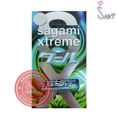 (Snapshop) Bao cao su Sagami Xtreme Amino Gold Spearmint - Siêu mỏng, mát lạnh, hương bạc hà - Hộp 10 cái Chính Hãng