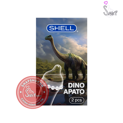 (Snapshop) Bao cao su Shell Dino Apato - Hộp 1 vòng 12 bi lớn + 1 bao Shell Performax (Hộp 2 cái) Chính Hãng