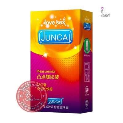 (Snapshop) Bao cao su Juncai Pleasuremax - Gân và điểm nổi - Hộp 12 cái Chính Hãng