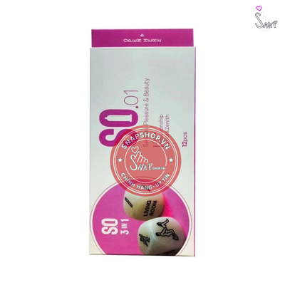 (Snapshop) Bao cao su SO 3 in 1 - Siêu mỏng, gân và điểm nổi - Hộp 12 cái Chính Hãng
