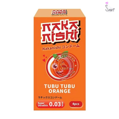(Snapshop) Bao cao su Nakanishi - Siêu mỏng 0.03mm - Hương cam - Hộp 4 cái Chính Hãng