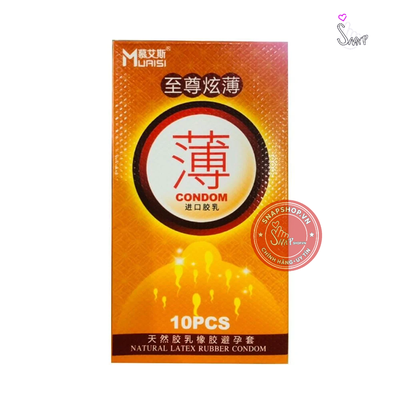 (Snapshop) Bao cao su Muaisi Cam - Siêu mỏng, hương dâu - Hộp 10 cái Chính Hãng