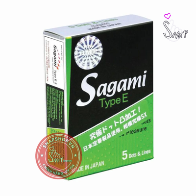 (Snapshop) Bao cao su Sagami Type E - Gân và điểm nổi - Hộp 5 cái Chính Hãng