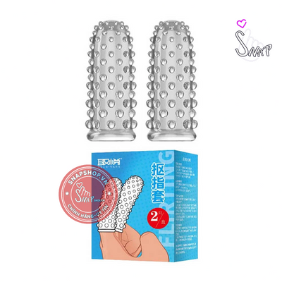 (Snapshop) Bao cao su 2 ngón tay dài Aichao - Gai nổi lớn - Hộp 2 cái Chính Hãng