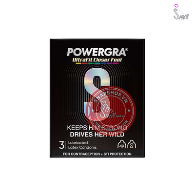 (Snapshop) Bao cao su Powergra Ultrafit - Size 49mm, siêu mỏng, kéo dài, hương dâu - Hộp 3 cái Chính Hãng