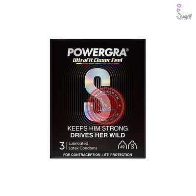 (Snapshop) Bao cao su Powergra Ultrafit - Size 49mm, siêu mỏng, kéo dài, hương dâu - Hộp 3 cái Chính Hãng