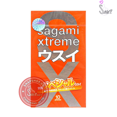 (Snapshop) Bao cao su Sagami Xtreme Love Me Gold Orange - Siêu mỏng, nhiều gel bôi trơn - Hộp 10 cái Chính Hãng