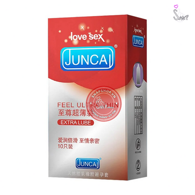 (Snapshop) Bao cao su Juncai Feel Ultra Thin - Siêu mỏng, nhiều gel bôi trơn - Hộp 10 cái Chính Hãng