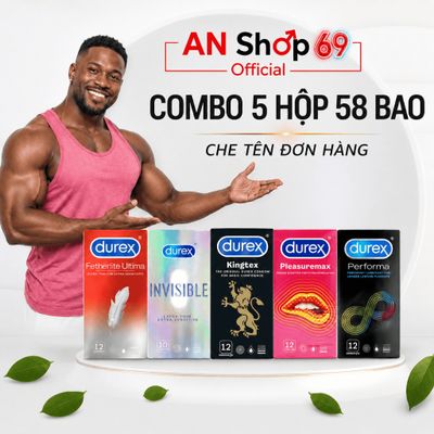 Bao cao su Durex Siêu Sale COMBO 5 Hộp đủ mẫu mã (mỏng, gai, size nhỏ, lâu ra, ôm sat, mỏng siêu trơn)