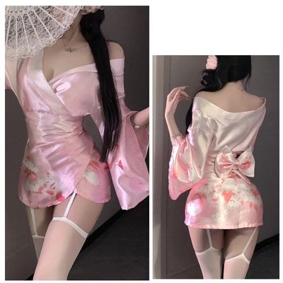 Đồ Ngủ Kimono Nhật Bản Xẻ Ngực Gợi Cảm Sang Trọng Quyến Rũ - N841 Hồng