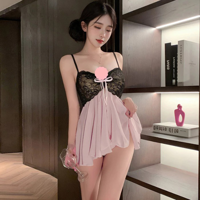 Váy Ngủ Sexy Ren Xuyên Thấu Xẻ Tà Cực Xinh Gợi Cảm Đầm Tiểu Thư 2 Dây Dáng Xoè Dễ Thương Quyến Rũ - N130