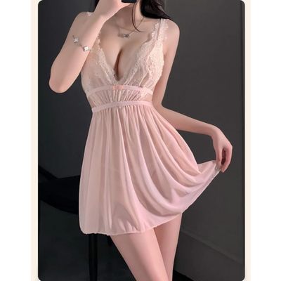 Váy Ngủ Sexy Ren Xuyên Thấu Dáng Xoè Đáng Yêu Gợi Xẻ Sau Hở Lưng Kèm Chip Xinh Quyến Rũ - N281 Nude