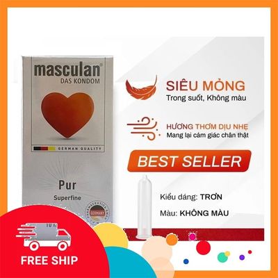(Che Tên Khi Giao) Bao Cao Su Masculan Pur Chính Hãng – Siêu Mỏng, Có Mùi Thơm Hỗ Trợ 24/7
