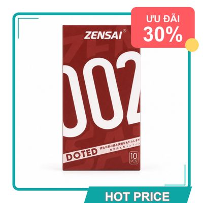 (Chính Hãng) Bao cao su siêu mỏng có gai Zensai 002 Doted Hộp 10 cái Mẫu Mới