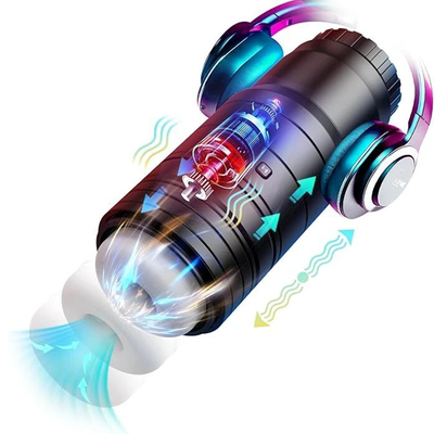 Âm Đạo Giả Thụt Rung Tự Động Dạng Ống Kính Nhám Đen