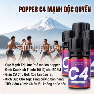 Chai hít Popper 40ml C4 cho top bot, Giúp Tăng Khoái Cảm Cực Nhanh, Phê Lâu Hơn
