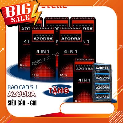 (Combo 5 tặng 1)  Bao Cao Su Azodra 4in1 Tổng Hợp Gân, Gai, Mỏng, Kéo Dài Thời Gian Quan Hệ ( 60 chiếc )