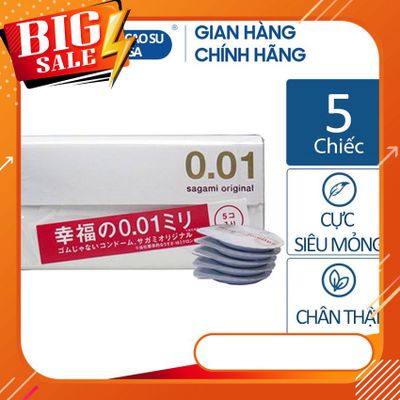 Bao cao su cực siêu mỏng Sagami 0.01 - Hộp 5 Cái