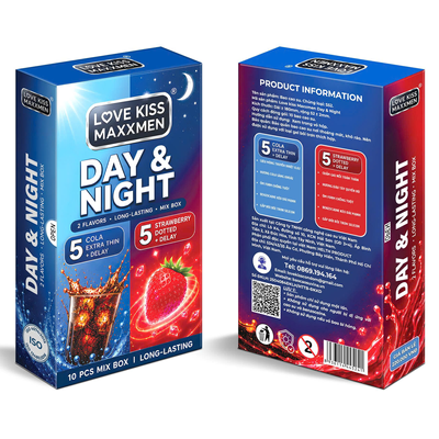 Bao Cao Su LoveKiss Maxxmen Day&Night Siêu Mỏng Truyền Nhiệt Hương Cola Kéo Dài Thời Gian - Hộp 10 Cái