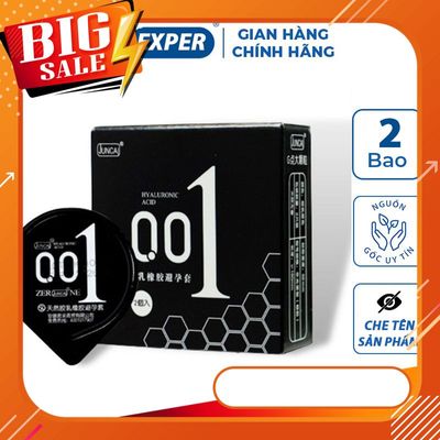 Bao cao su 001 JUNCAI Spot Particle hộp 2 cái, bcs siêu mỏng 001mm nhiều ɡel có gai liti kéo dài thời gian