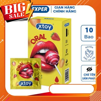 Bao cao su miệng Xtoy Oral Sex hương dâu, bcs quan hệ bằng miệng an toàn siêu mỏng