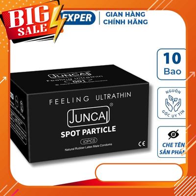 Bao cao su 001 JUNCAI Spot Particle hộp 10 cái siêu mỏng 001mm nhiều ɡel có gai liti kéo dài thời gian quan hệ
