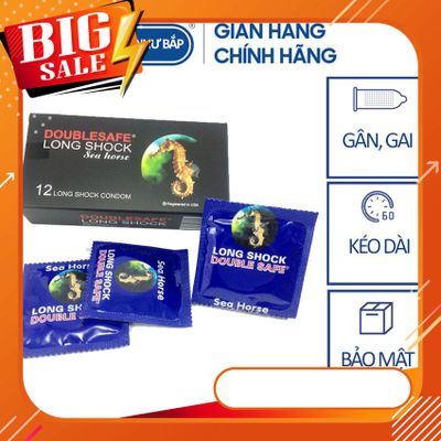 Bao Cao Su DoubleSafe Cá Ngựa Long Shock (12 Pcs) – Giải Pháp Bảo Vệ An Toàn Chuyên Sâu, Hỗ Trợ Kéo Dài Trải Nghiệm Chăn Gối
