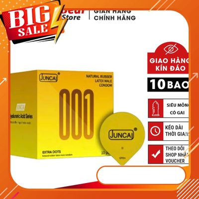 Bao Cao Su Juncai Extra Dots Gai Lớn Siêu Mỏng (Hộp 10s) – Dòng Gai Nổi Tăng Kích Thích & Bền Bỉ Phái Mạnh