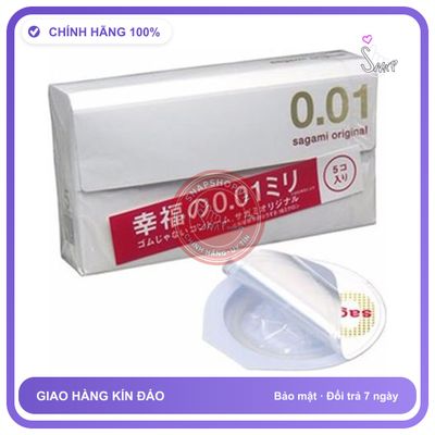 (Che Tên) Bao cao su Sagami Original 0.01 siêu mỏng, Hộp 5 chiếc , cao cấp, siêu mỏng thế giới, cảm giác thật, truyền nhiệt nhanh Hỗ Trợ 24/7