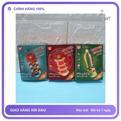 (Che Tên) Bao Cao Su Gai Lớn Super Gold Condon Nhật Bản hộp 2 cái - Hàng Mới Về