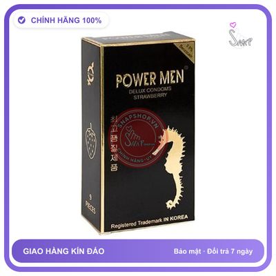 (Che Tên) Bao Cao Su Gân Gai Hương Dâu Power Men Strawberry - Hàng Mới Về