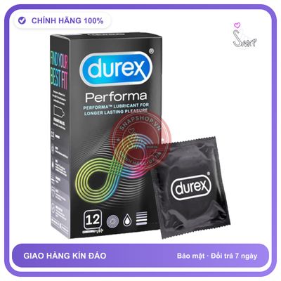(Che Tên) Bao Cao Su Mỏng Tăng Thời Gian Durex Performa Hộp Trắng Kín