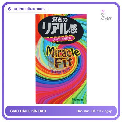 (Che Tên) Bao cao su ôm sát size 49mm Nhật Bản Sagami Miracle Fit Hộp 10 Cái Chuẩn Auth