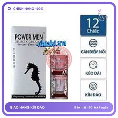 (Che Tên) Bao Cao Su Power Men Longer Plus Cá Ngựa Bạc, Hộp 12 Cái Cao Cấp Bảo Đảm