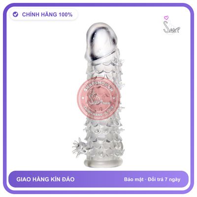 (Che Tên) Bao cao su đôn Silicon trong suốt siêu gai mềm hình vảy cá Bảo Mật Tuyệt Đối