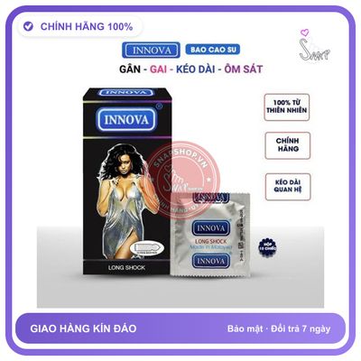 (Che Tên) Bao cao su Innova đen hộp 12 cái siêu kéo dài thời gian gân gai tăng khoái cảm Cao Cấp Bảo Đảm
