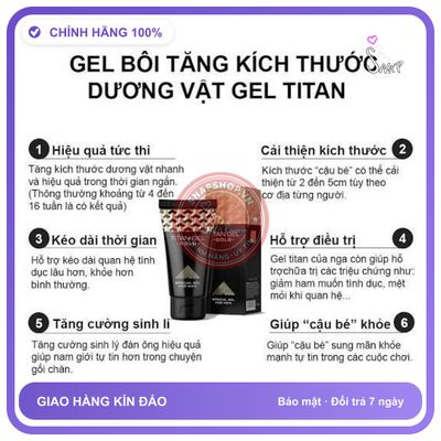 (Che Tên) Gel Titan Gold dùng 30 lần Trợ Giá Tốt Kèm Quà Tặng Hộp Trắng Kín