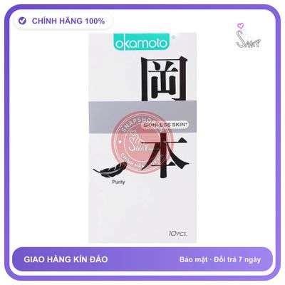 (Che Tên) Bao cao su không mùi nhiều gel của Nhật Okamoto Purity Cao Cấp Bảo Đảm