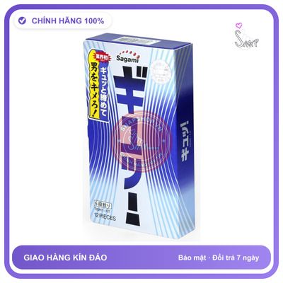 (Che Tên) Bao Cao Su Siêu Mỏng Sagami Tight Fit 6 Lằn Thắt Ôm Khít 12s Hộp Trắng Kín