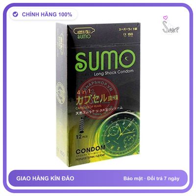 (Che Tên) Bao cao su Sumo Nhật Bản gân gai, kéo dài thời gian, Hộp 12 bao Hỗ Trợ 24/7