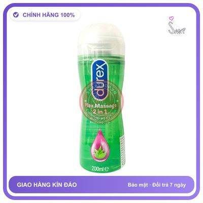 (Che Tên) Gel bô.i tron Durex Play Massage 2in1 - Gốc Nước - Hương Nha Đam Hộp Trắng Kín