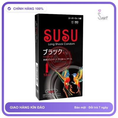 (Che Tên) Bao cao su Susu Nhật Bản, trơn, kéo dài thời gian, Hộp 12 bao Hỗ Trợ 24/7