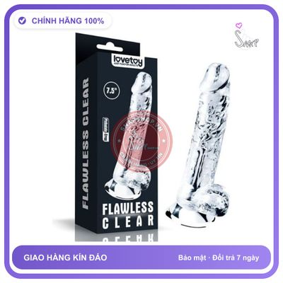 (Che Tên) Dương Vật Giả Trong Suốt Gắn Tường Giá Rẻ Lovetoy Flawless Clear 7.5