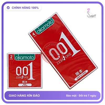 (Che Tên) Bao Cao Su Okamoto 0.01 - Siêu Mỏng - Truyền Nhiệt Nhanh Hộp Trắng Kín