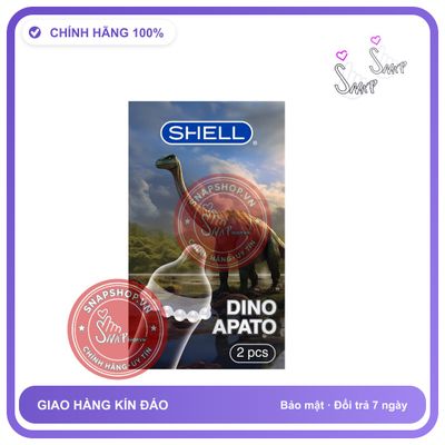 (Che Tên) (Snapshop) Bao cao su Shell Dino Apato - Hộp 1 vòng 12 bi lớn + 1 bao Shell Performax (Hộp 2 cái) Chính Hãng - Snapshop