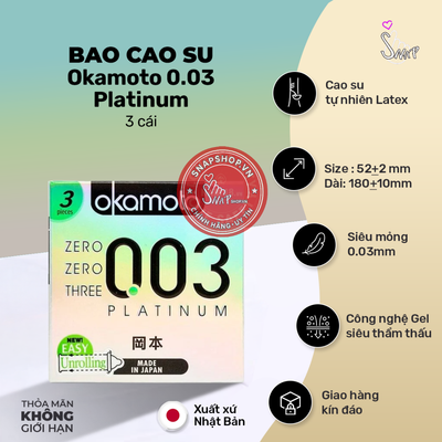(Snapshop) Bao Cao Su Nhật Bản Okamoto 0.03 Platinum Chính Hãng