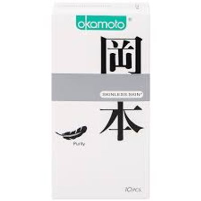Bao Cao Su Okamoto Skinless Skin Purity Hộp 10 Chiếc Siêu Mỏng Trơn, Khử Mùi Tinh Khiết Nhập Khẩu Chính Hãng