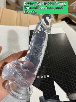 Dương vật giả gắn tường 19cm silicon cao cấp, bền bỉ, che tên sp 