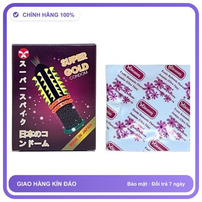 Bao cao su gai bi kiểu Super Gold 2 hộp Hộp 2 cái